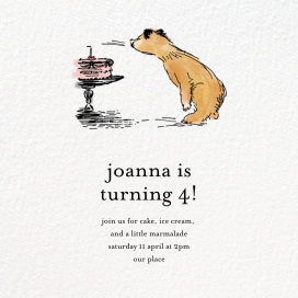 Birthday Bear - Birthday Invitation by Paddington Bear