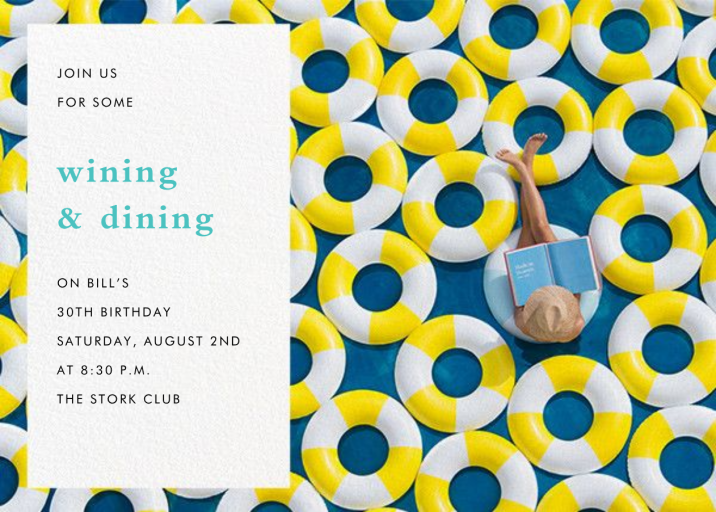 Yellow Inner Tubes - Birthday Invitation by Gray Malin