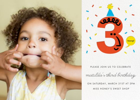 Birthday invitation for store 3 year girl