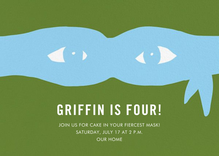 Ninja Mask Green & Blue Invitation