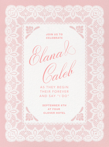 Blue Lace Border Wedding Invitation