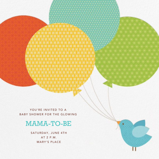 Bird Balloon Invitation - Baby Shower Invitation by Petit Collage