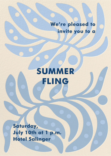 Blue Fronds - Invitation by Gold Rush Paper