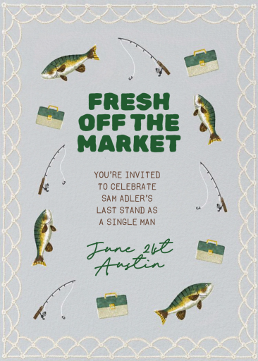 Fishing Motif Bachelor Invitation