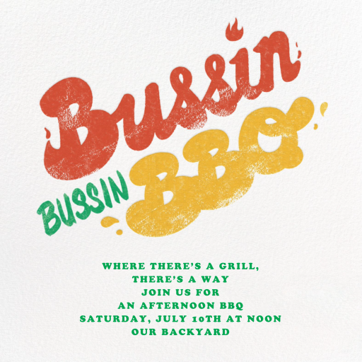 Bussin' BBQ Bold Text Invitation