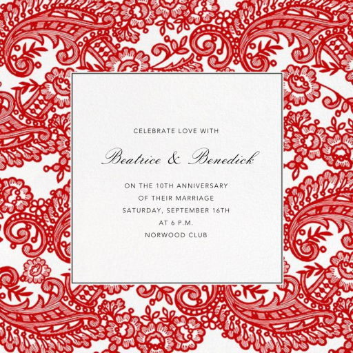 Filigree Lace (Square) - Anniversary Invitation by Oscar de la Renta