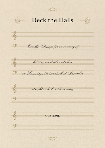 Sheet Music - Deck the Hall - Holiday Party Invitation by Paperless Post