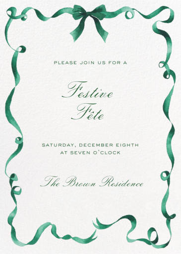 Festive Ribbon - Holiday Party Invitation by Clementina Sketchbook