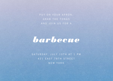 Blue Ombre Simple BBQ Invitation