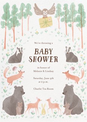 Woodland animal baby shower hot sale invitations