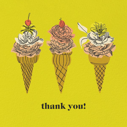 Flower Cones (Square) (Dylan Mierzwinski) - Thank You Card by Red Cap Cards