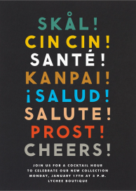 Cheers Language - Cocktail Party Invitation by The Indigo Bunting