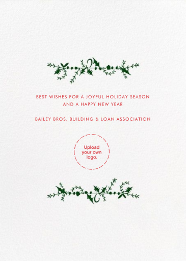 Holly on the Banister - Holiday Card by Mr. Boddington's Studio - Back