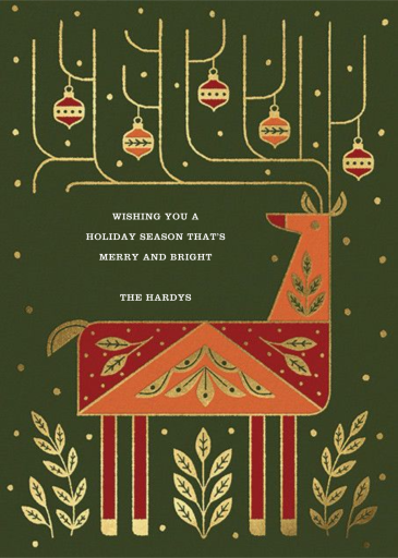 Folk Reindeer - Christmas Card by Paperless Post