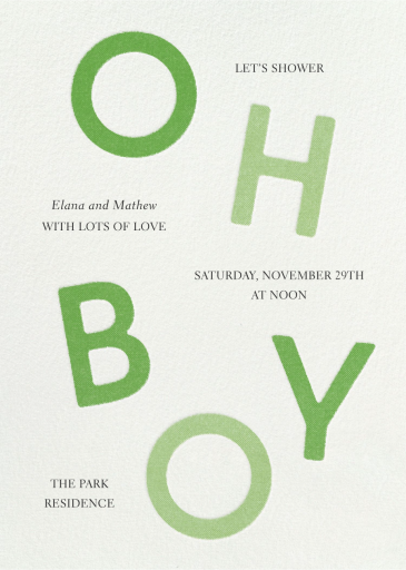 Falling Letters - Oh Boy - Baby Shower Invitation by Paperless Post