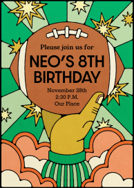 Retro Football Birthday Invitation