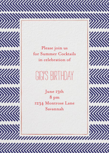 Zig Zag - Cocktail Party Invitation by Mr. Boddington's Studio
