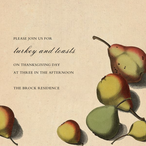 Pear Arrangement - Thanksgiving Invitation by John Derian