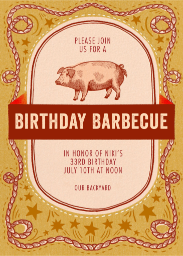 Western Pig - Birthday Invitation by Hello!Lucky