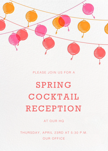 Lantern Strings Pink & Orange Invitation
