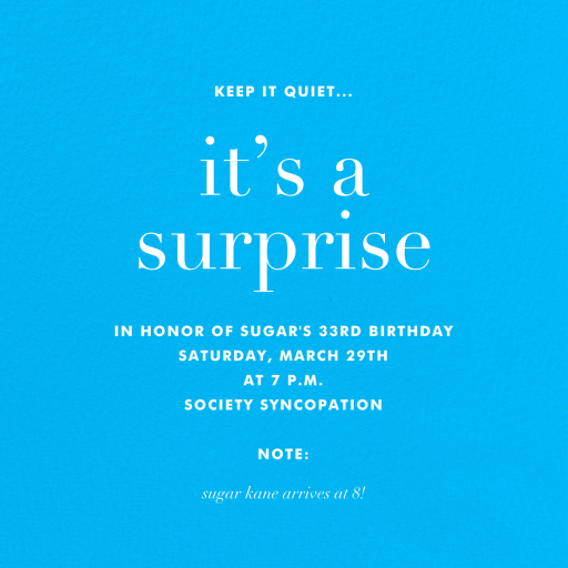 Gold Finger - Surprise Party Invitation by Jonathan Adler - Back
