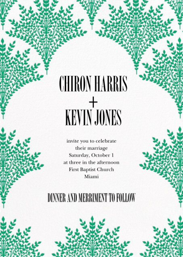 Fanned Frond (Invitation) - Wedding Invitation by Carolina Herrera