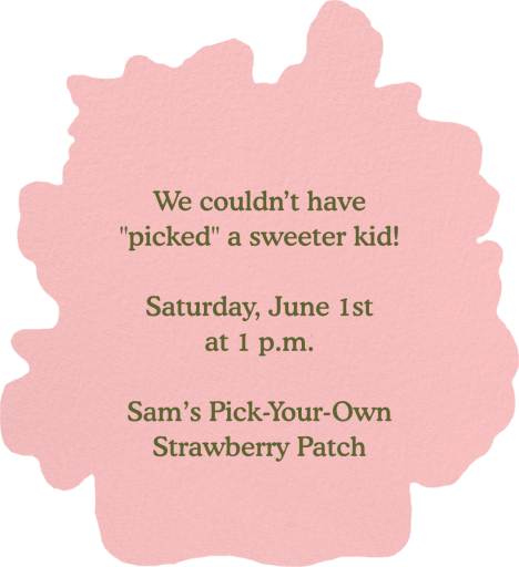 Strawberry Basket Invitation - Back