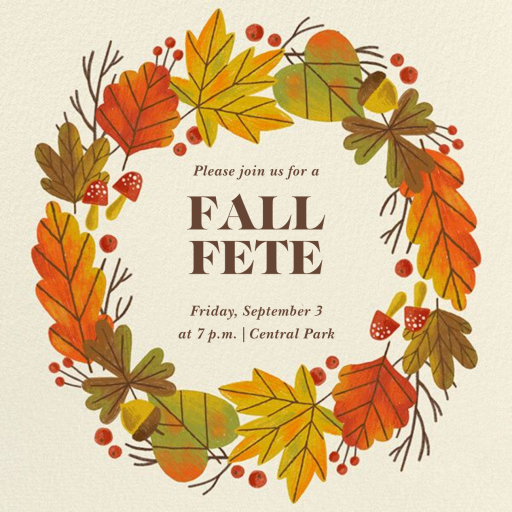 Autumn Wreath - Fall Party Invitation by Paperless Post