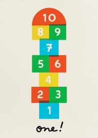 Hopscotch - First Birthday Invitation by The Indigo Bunting