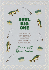 Fishing Theme First Birthday Invitation