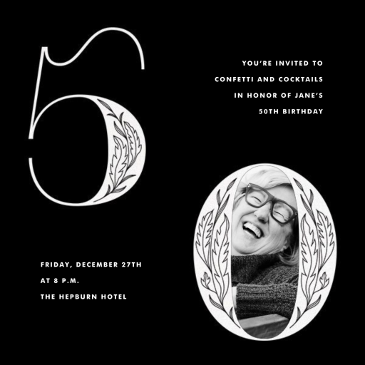 Nouveau Numerals (Photo) - 50th Birthday Invitation by Paperless Post