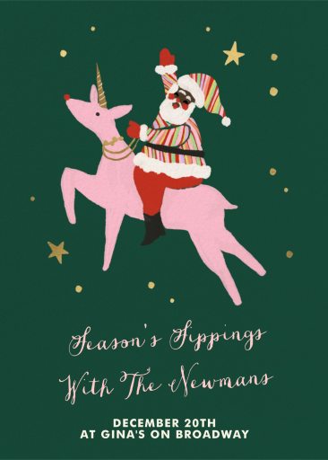 Santa Riding Unicorn Holiday Card
