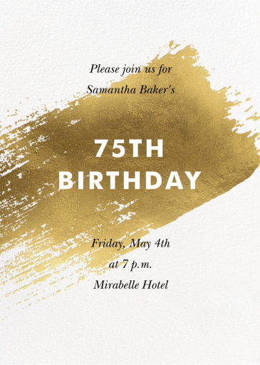 Modern Brushstroke - 75th Birthday Invitation by Paperless Post