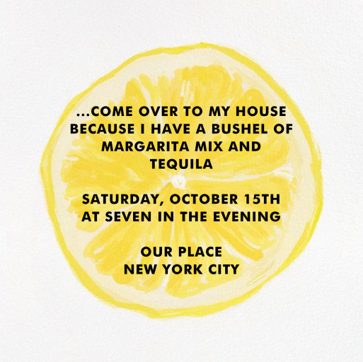 Lemon Twist - Party Invitation by Derek Blasberg - Back