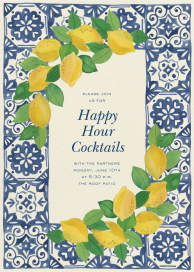 Amalfi Lemons Blue Tile - Happy Hour Invitation by Paperless Post