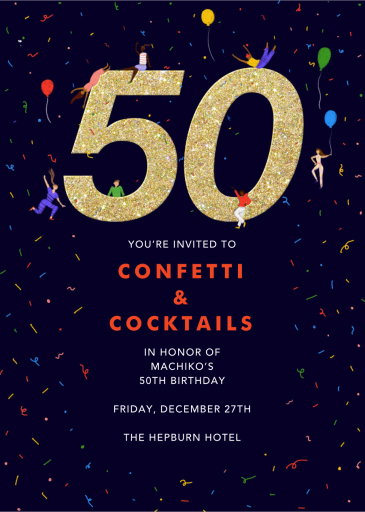 Glitter Groove - 50th Birthday Invitation by Carolyn Suzuki Studio