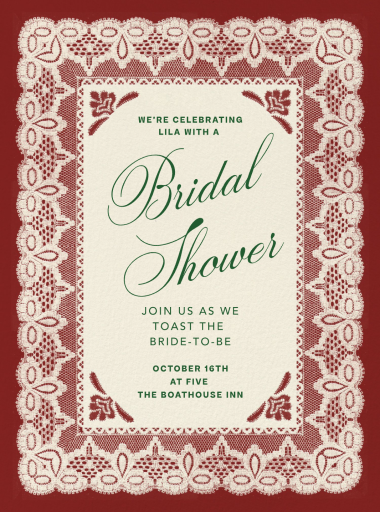 Red Lace Border Holiday Invitation