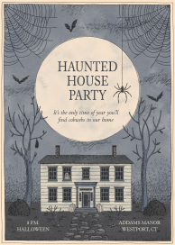 Haunted House & Spiderwebs Invitation