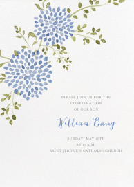 Invitación con acuarela floral azul