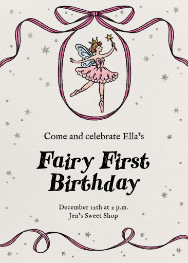 Fairy Ballerina Ribbon Invitation