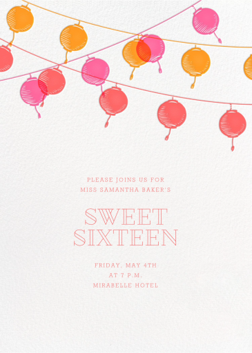 Golden String Lanterns - Sweet 16 Invitation by Paperless Post