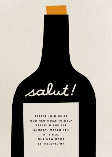 Wine Salut - Housewarming Invitation by The Indigo Bunting