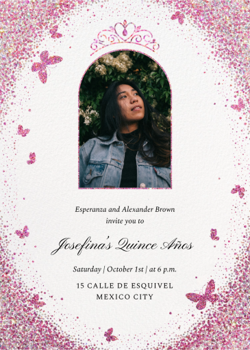 Sparkling Butterfly - Quinceañera Invitation by Paperless Post