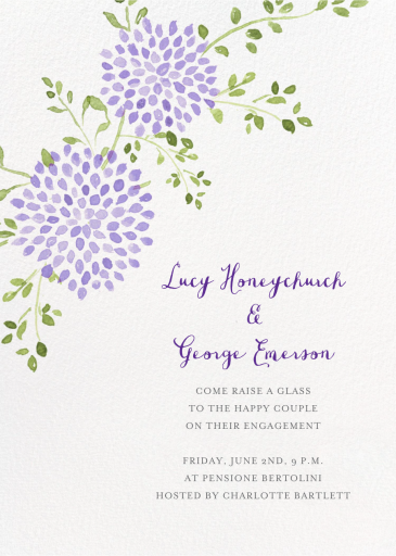 Watercolor Dahlias - Engagement Party Invitation by Paperless Post