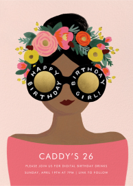 Floral Crown & B-Day Glasses Invitation