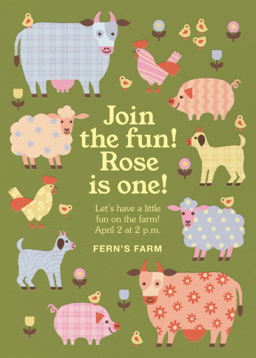 Patterned Farm Friends  - Birthday Invitation by Paperless Post