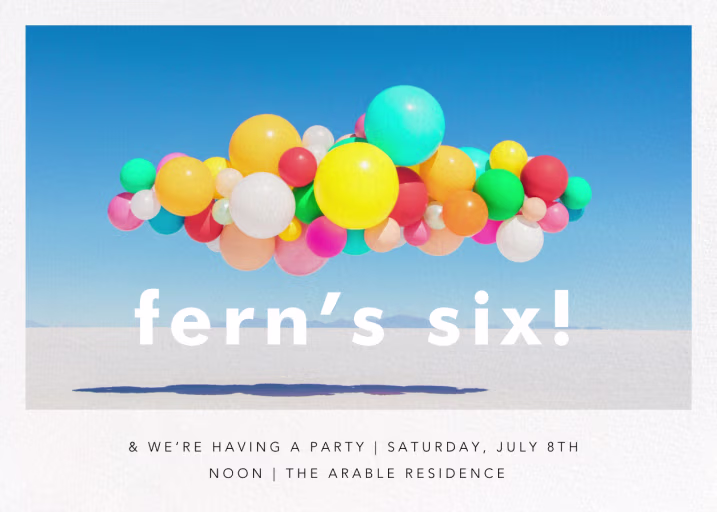Balloon Airlift (Horizontal) - Birthday Invitation by Gray Malin