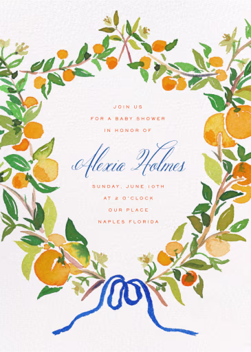 Clementine Wreath (Gina Langford) - Baby Shower Invitation by Dogwood Hill
