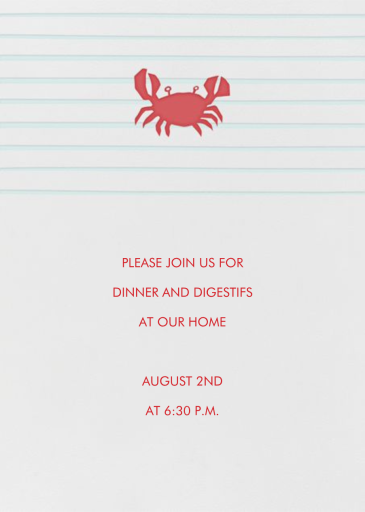 Crab - Invitation by Linda and Harriett