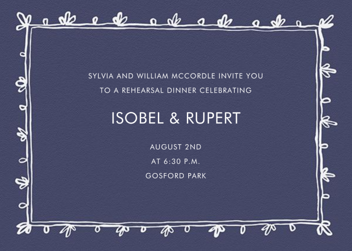 Brushed Border - Rehearsal Dinner Invitation by Linda and Harriett